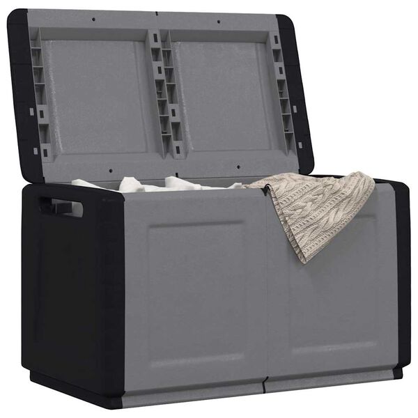 vidaXL dārza mantu kaste, 96x53x57 cm, 230 L, tumši pelēka, melna