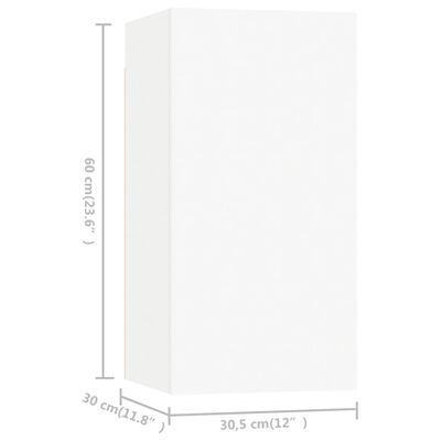 vidaXL TV skapīši, 2 gab., 30,5x30x60 cm, balti, skaidu plāksne
