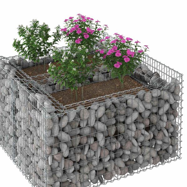 vidaXL Gabions pacelta gulta Sudraba 100 x 100 x 60 cm Cinkots tērauds