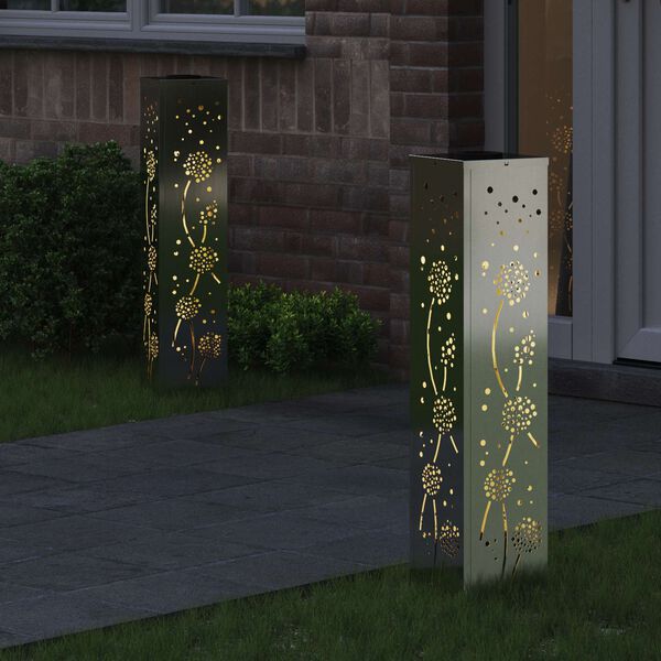 vidaXL Saules LED ceļa gaisma 2 pcs Rūsa Cinkots