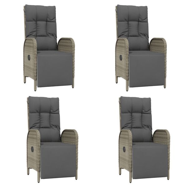 vidaXL 5-daļīgs dārza mēbeļu komplekts, matrači, pelēka PE rotangpalma