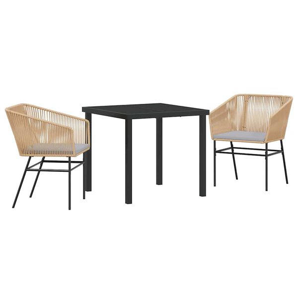 vidaXL Dārza ēdamgalds 3 pcs Brūna Tērauds ar pulverkrāsas pārklājumu