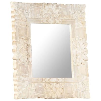 vidaXL spogulis, balts, 50x50 cm, mango masīvkoks