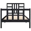 vidaXL gultas rāmis ar galvgali, 100x200 cm, masīvkoks, melns
