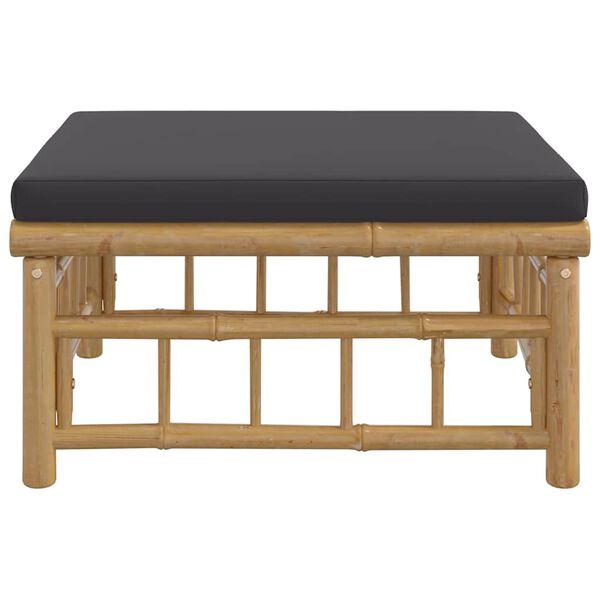 vidaXL dārza kājsoliņ&scaron; ar tum&scaron;i pelēku matraci, bambuss