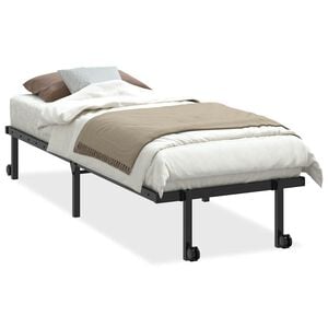 vidaXL Gultas rāmis bez matrača Saliekams Melns 75x190 cm Tērauds