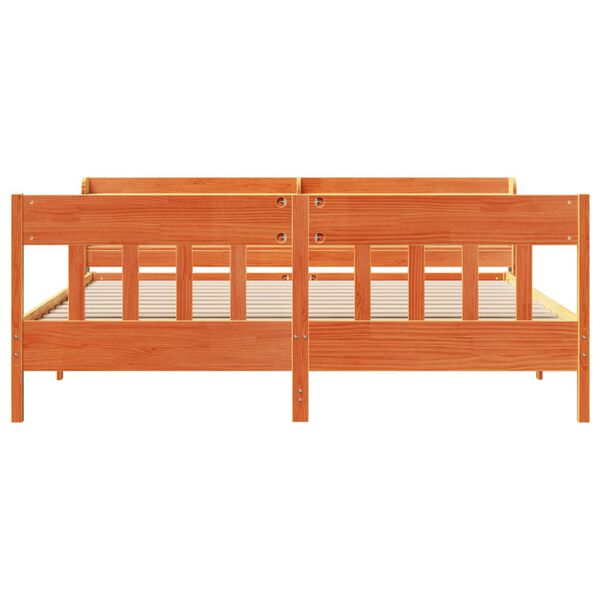 vidaXL gulta bez matrača, vaska brūnas, 200x200 cm, priedes masīvkoks