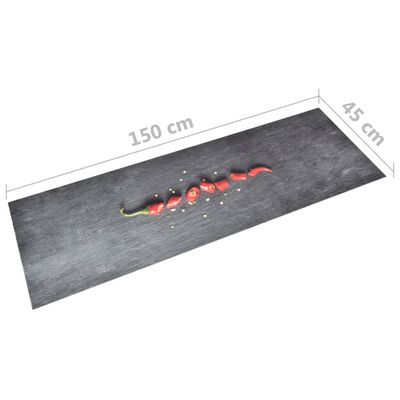 vidaXL virtuves paklājs, mazgājams, apdruka ar piparu, 45x150 cm