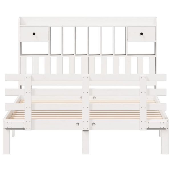 vidaXL gulta ar grāmatu plauktu, bez matrača, 140x190 cm, priedes koks