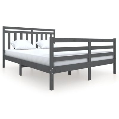 vidaXL gultas rāmis, pelēks, masīvkoks, 160x200 cm