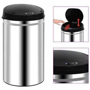 vidaXL automātiska atkritumu tvertne ar sensoru, tērauds, 40 L