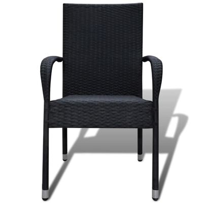 vidaXL dārza krēsli, 2 gab., PE rotangpalma, melni