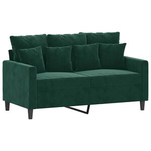 vidaXL divvietīgs dīvāns, tum&scaron;i zaļ&scaron;, 120 cm, samts