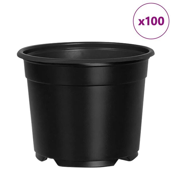 vidaXL Ziedu pods 100 pcs Melna &Oslash; 15 x 12.5 cm Plastmasa