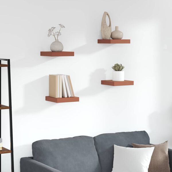 vidaXL Sienas plaukts 4 pcs Sarkana 23 x 23,5 x 4 cm Inženierijas koks