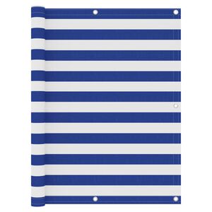 vidaXL balkona aizslietnis, 120x300 cm, balts un zils oksforda audums