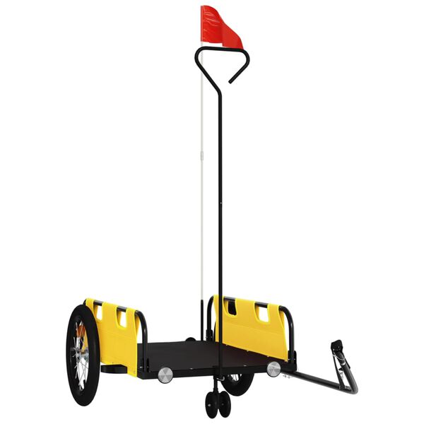 vidaXL velosipēda piekabe, dzeltena, Oksfordas audums, dzelzs