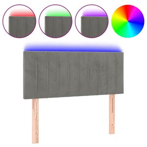 vidaXL gultas galvgalis ar LED, 80x5x78/88 cm, gai&scaron;i pelēks samts