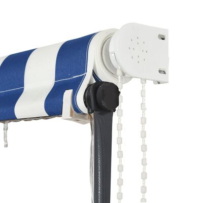 vidaXL izvelkama markīze ar LED, 400x150 cm, zila ar baltu