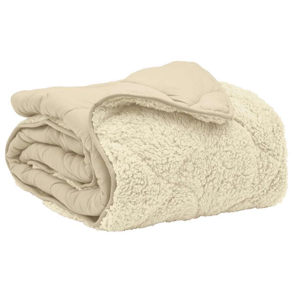 vidaXL Vasaras segas Krēmkrāsa 200 x 220 cm Mikrofibra un Teddy vilna