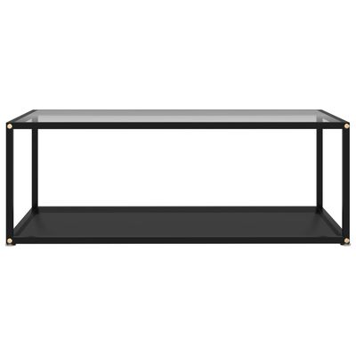 vidaXL kafijas galdiņš, melns, caurspīdīgs, 100x50x35cm, rūdīts stikls