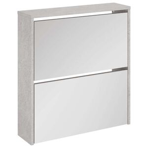 vidaXL apavu plaukts ar spoguli, 2 nodalījumi, betonpelēks, 63x17x67cm