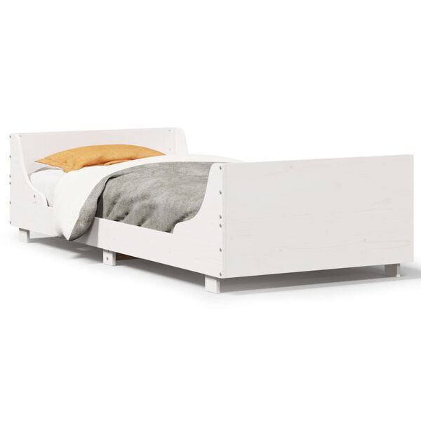 vidaXL gulta bez matrača, balts, 90x190 cm, priedes masīvkoks