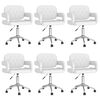 vidaXL grozāmi virtuves krēsli, 6 gab., balta mākslīgā āda