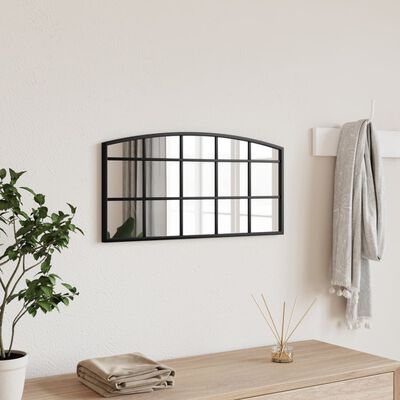 vidaXL sienas spogulis, melns, 60x30 cm, dzelzs