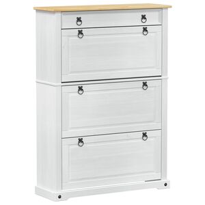 vidaXL Apavu skapis Corona Balts 99 x 32 x 138 cm Ciets priedes koks