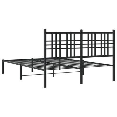 vidaXL gultas rāmis ar galvgali, melns metāls, 140x190 cm