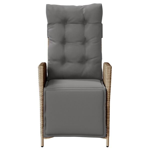 vidaXL atgāžams dārza krēsls ar kāju balstu, bē&scaron;a PE rotangpalma