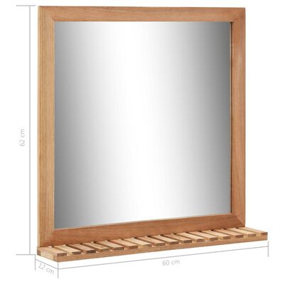 vidaXL vannasistabas spogulis, 60x12x62 cm, valriekstu masīvkoks