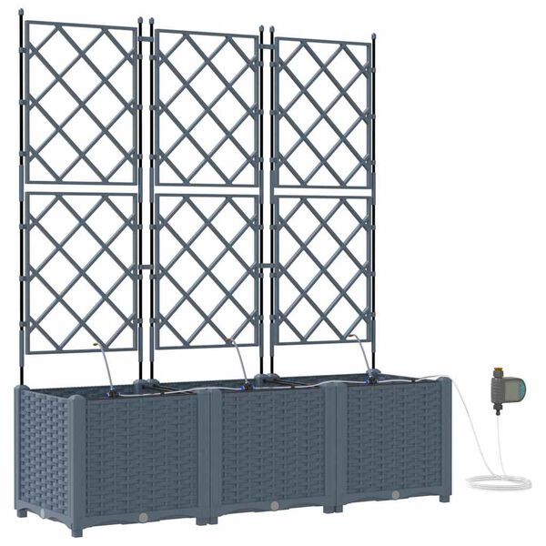 vidaXL Dārza stādītājs 3 pcs Gai&scaron;i pelēks Tērauds