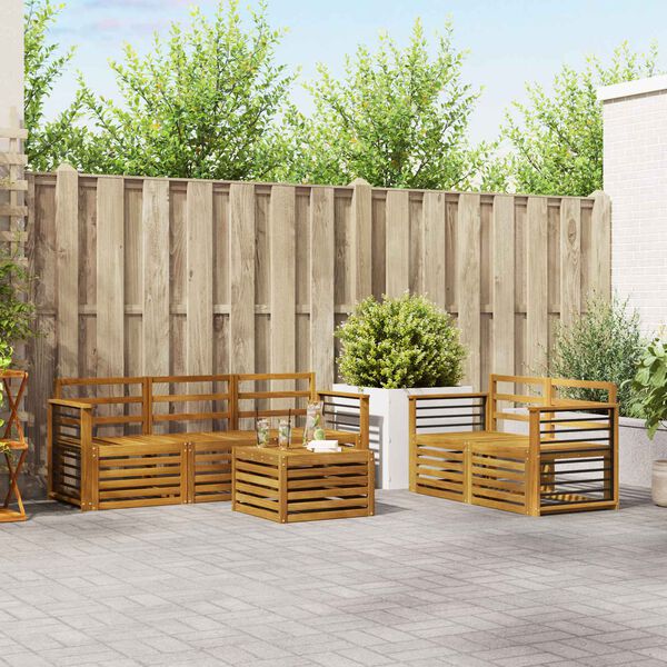 vidaXL Dīvāna komplekti 6 pcs Dabiska Cietā akācijas koks