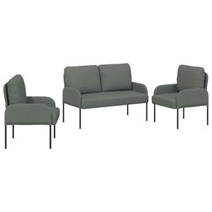 vidaXL Dīvāna komplekti 3 pcs Tum&scaron;i pelēks 115 x 56 x 80 cm Saplāksnis