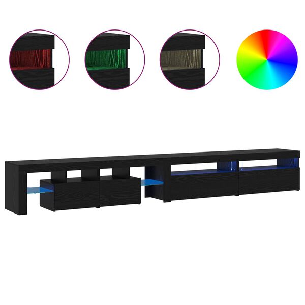 vidaXL Televizora skapī&scaron;a 3 pcs Melns ozolkoks 290 x 36,5 x 40 cm