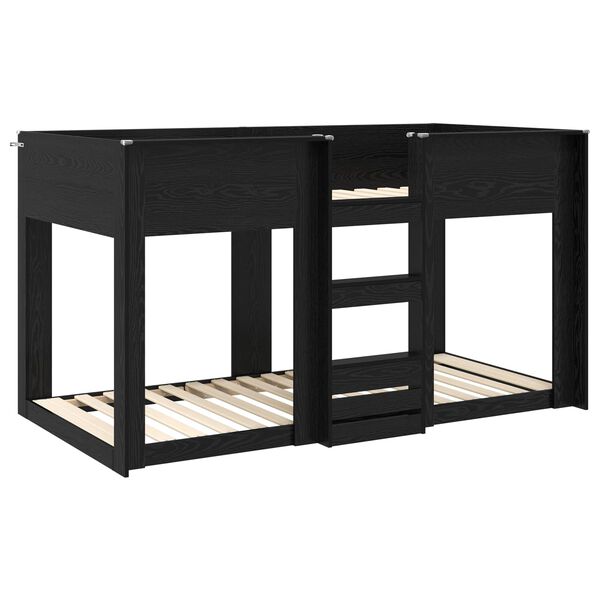 vidaXL Divguļamā gulta bērniem Melns ozolkoks 75 x 190 cm