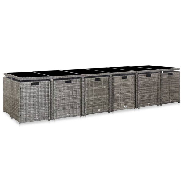 vidaXL 17-daļīgs dārza mēbeļu komplekts ar matračiem, PE rotangpalma