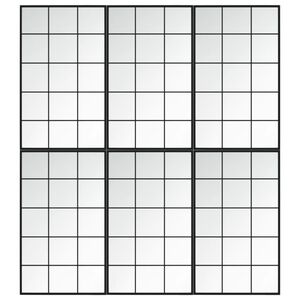 vidaXL sienas spoguļi, 6 gab., melni, 100x60 cm, metāls