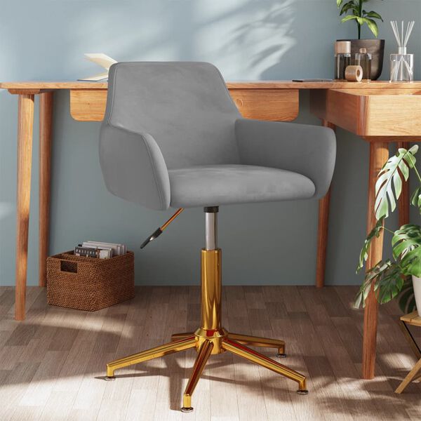 vidaXL grozāms virtuves krēsls, gai&scaron;i pelēks samts