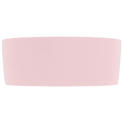 vidaXL izlietne, apaļa, 40x15 cm, matēta rozā keramika