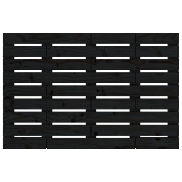 vidaXL sienas galvgalis, melns, 81x3x63 cm, priedes masīvkoks