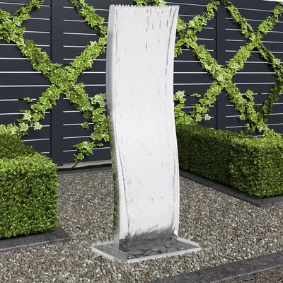 vidaXL dārza strūklaka ar sūkni, izliekta, nerūsējošs tērauds, 130 cm