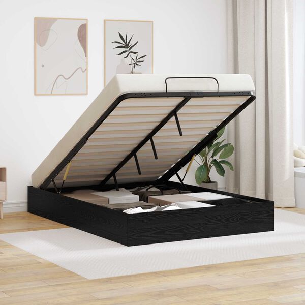 vidaXL Otomāna gultas rāmis Melnais Ozols 203 x 140 x 25 cm