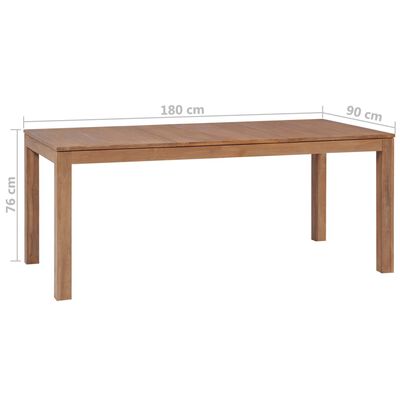 vidaXL virtuves galds, 180x90x76 cm, masīvs tīkkoks ar dabīgu apdari