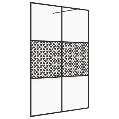 vidaXL dušas siena, caurspīdīgs ESG stikls, 140x195 cm, melna