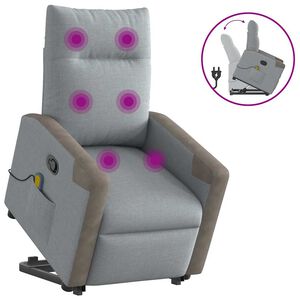 vidaXL masāžas krēsls, paceļams, atgāžams, gai&scaron;i pelēks audums