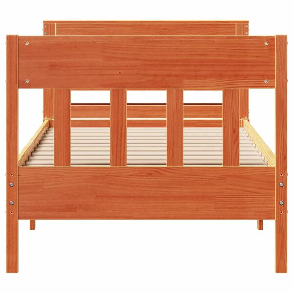 vidaXL gulta bez matrača, vaska brūnas, 90x190 cm, priedes masīvkoks