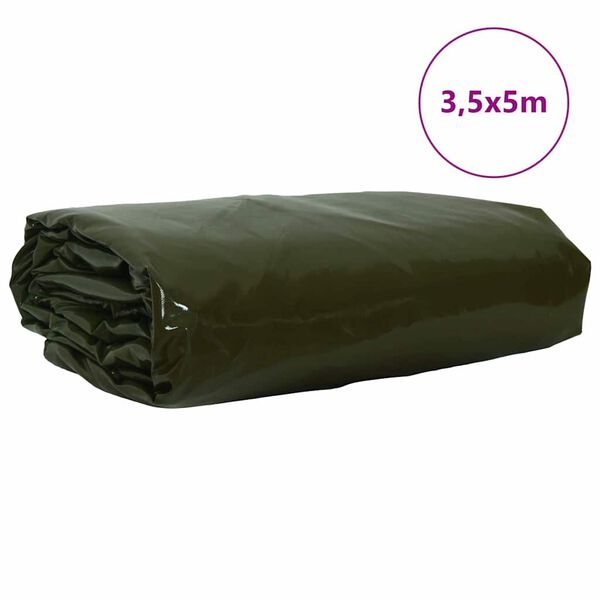 vidaXL Tarps 650g / m&sup2; Olīvu zaļ&scaron; 3,5 x 5 m Audekls ar PVC pārklājumu